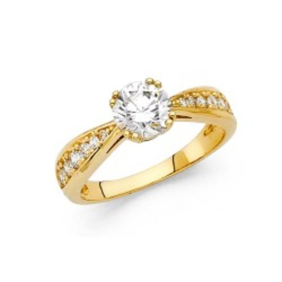 14K Yellow Gold CZ Engagement Ring